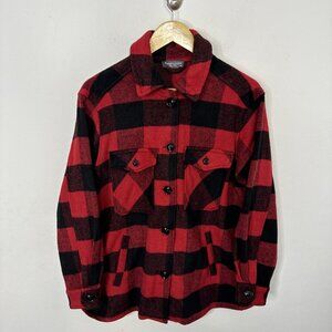 Sweet Lovely By Jen Woman M Buffalo Plaid Red Black Shacket Shirt Button